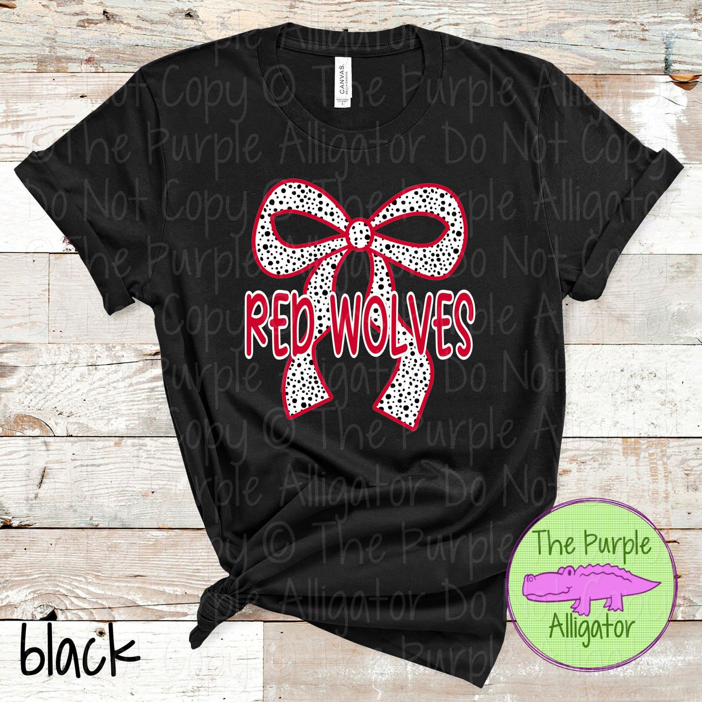 Red Wolves Dalmatian Bow - Custom Spirit Wear Mascot Apparel 0726 TPA