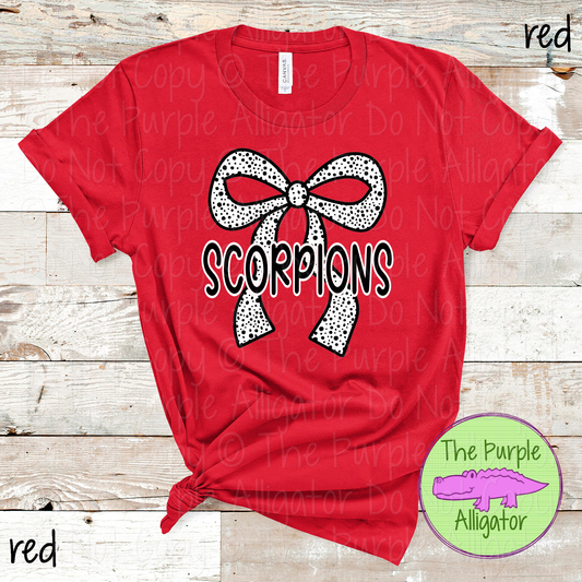 Scorpions Dalmatian Bow - Custom Spirit Wear Mascot Apparel 0726 TPA