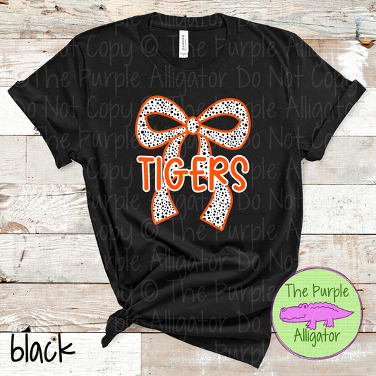 Tigers Dalmatian Bow - Custom Spirit Wear Mascot Apparel 0726 TPA