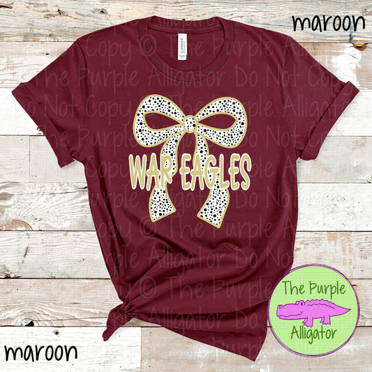 War Eagles Dalmatian Bow - Custom Spirit Wear Mascot Apparel 0726 TPA