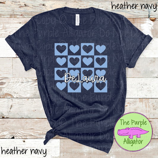 DeLaura Heart Checkerboard – Custom School Spirit Wear 0924 TPA