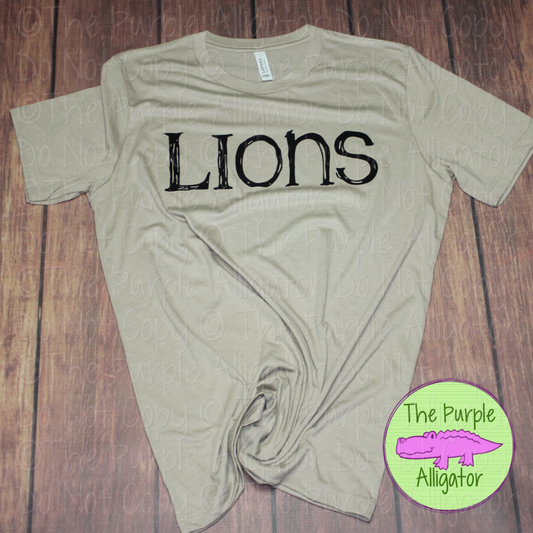 Lions Distorted - The Grunge Series | Bold Brush Stroke Spirit Wear Design – Rough Distorted Mascot Style | CHOOSE YOUR TEXT COLOR - 0825 (d2f TPA)