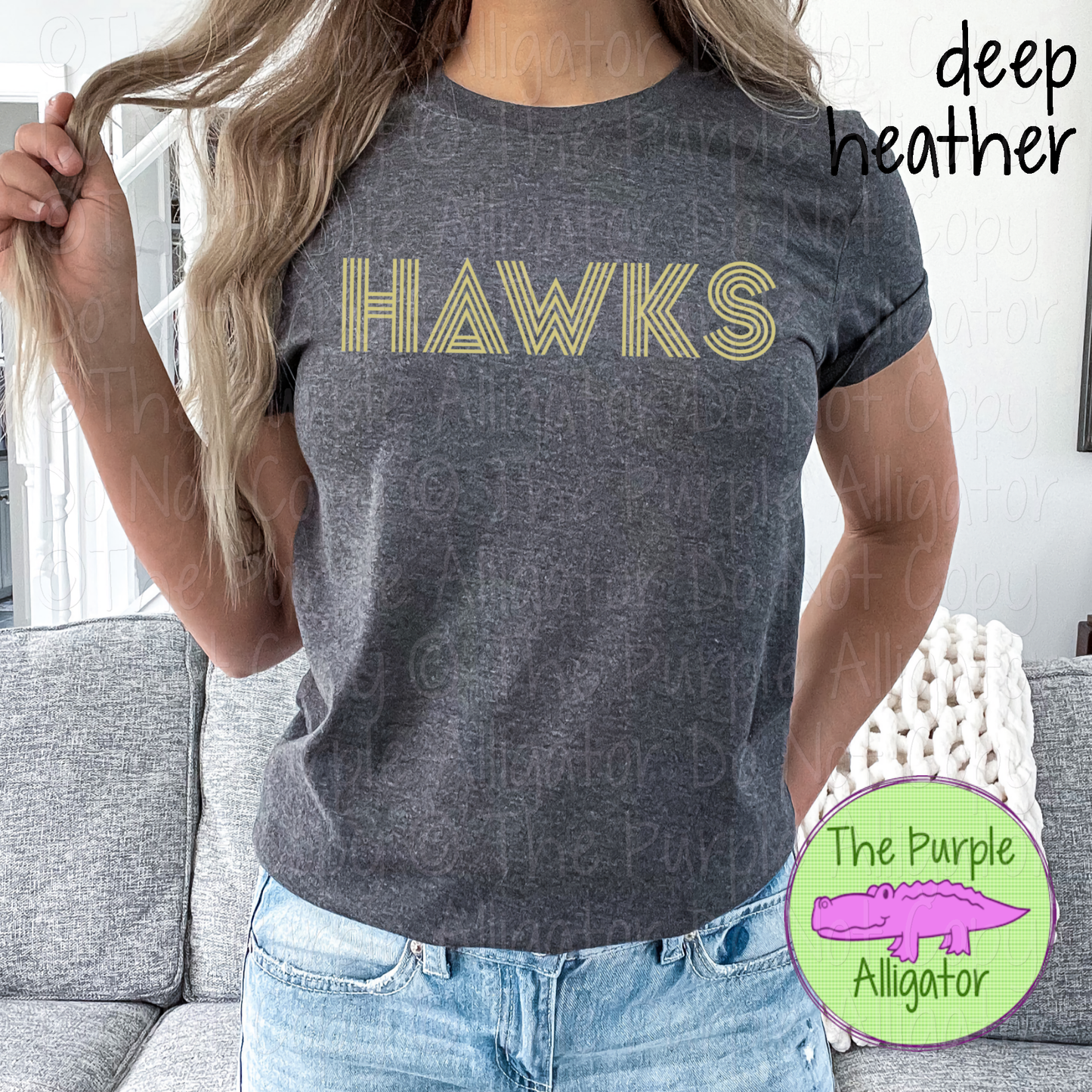 Hawks Double Take – The Retro Line Series | Retro Linework Spirit Wear - CHOOSE YOUR DESIGN COLOR - 1125 (d2f TPA)