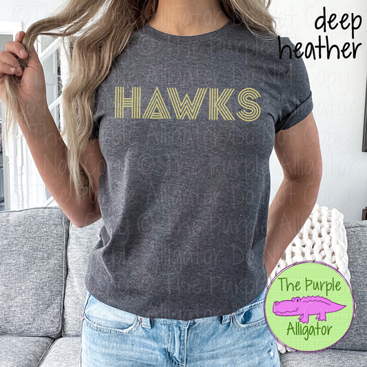 Hawks Double Take – The Retro Line Series | Retro Linework Spirit Wear - CHOOSE YOUR DESIGN COLOR - 1125 (d2f TPA)