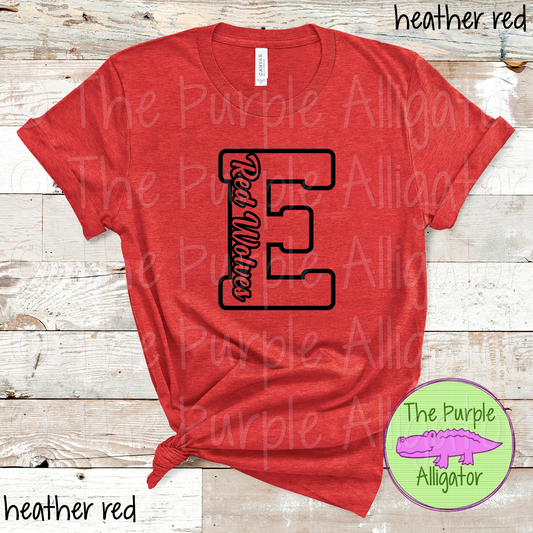 Edgewood E Red Wolves Mascot School Spirit - CHOOSE YOUR DESIGN COLOR (d2f TPA)