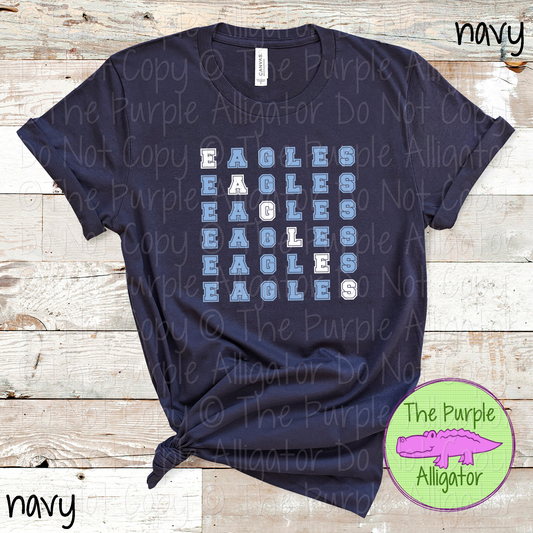 Eagles 2 Color Stack Design | Custom Spirit Wear for Teachers, Students & Fans - CHOOSE YOUR DESIGN COLORS - 0725 (d2f TPA)