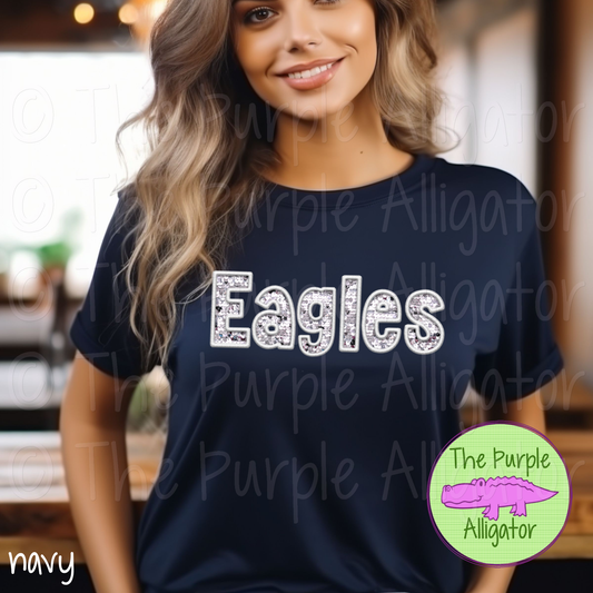 Eagles TDR Sequins Faux Sequin Mascot School Spirit - CHOOSE YOUR SEQUIN COLOR (d2f TPA)