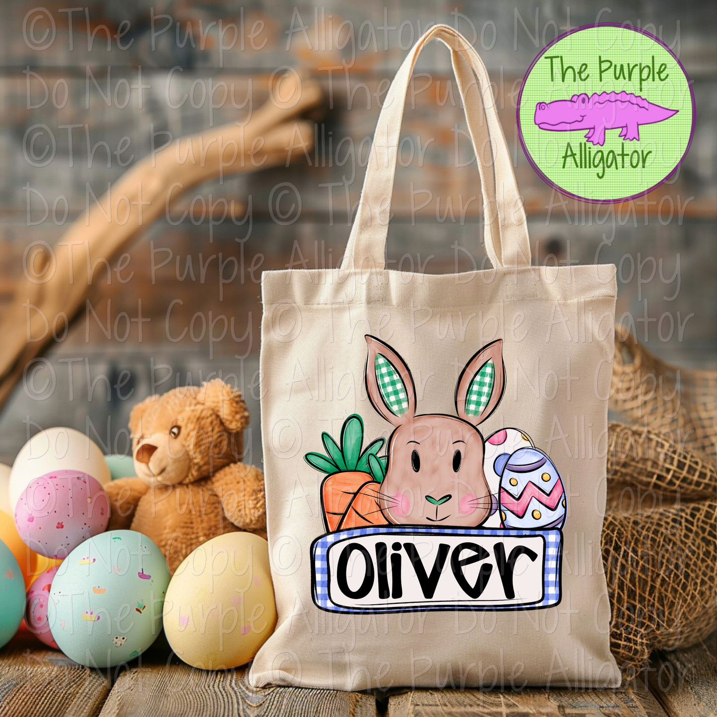 Bunny Personalized Easter Tote - Choose Boy or Girl Bunny (d2f SWD)