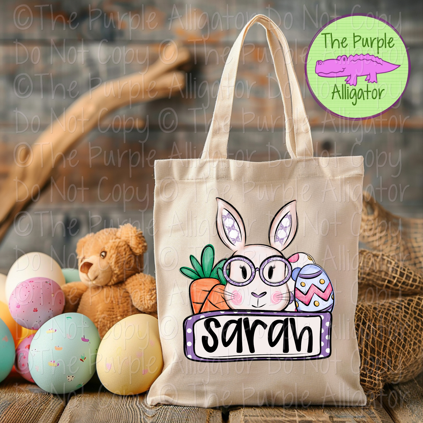 Bunny Personalized Easter Tote - Choose Boy or Girl Bunny (d2f SWD)