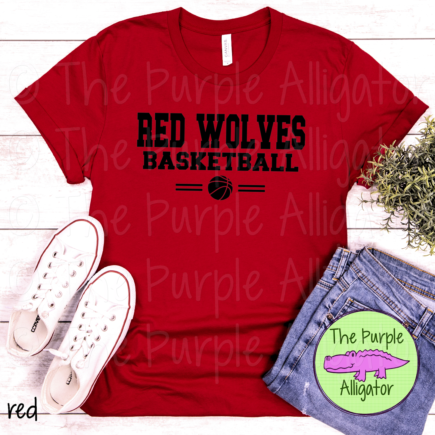 Red Wolves Basketball SC6 Mascot School Spirit - CHOOSE YOUR DESIGN COLOR (d2f TPA)