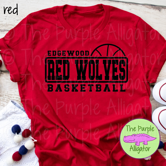 Edgewood Red Wolves Basketball SC9 Mascot School Spirit - CHOOSE YOUR DESIGN COLOR (d2f TPA)