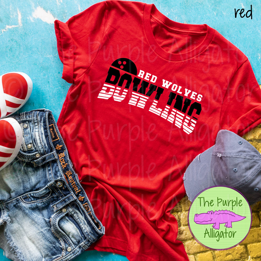 Red Wolves Bowling SC4 Mascot School Spirit Wear Team Swag - CHOOSE YOUR DESIGN COLOR (d2f TPA)