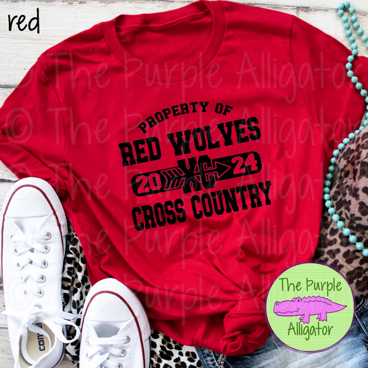 Red Wolves Cross Country SC15 Mascot School Spirit Wear Team Swag - CHOOSE YOUR DESIGN COLOR (d2f TPA)