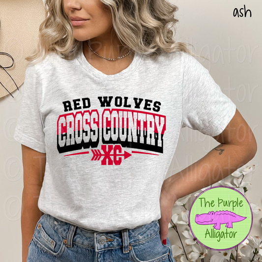 Red Wolves Cross Country SC17 Mascot School Spirit Wear Team Swag - CHOOSE YOUR DESIGN COLORS (d2f TPA)
