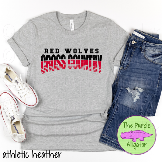 Red Wolves Cross Country SC2 Mascot School Spirit Wear Team Swag - CHOOSE YOUR DESIGN COLORS (d2f TPA)