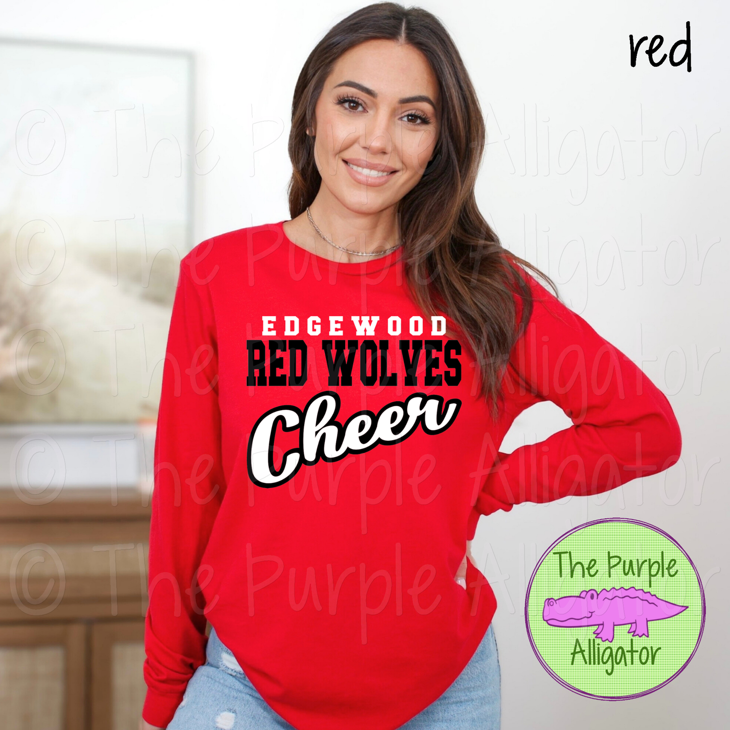 Edgewood Red Wolves Cheer SC16 Mascot School Spirit - CHOOSE YOUR DESIGN COLORS (d2f TPA)