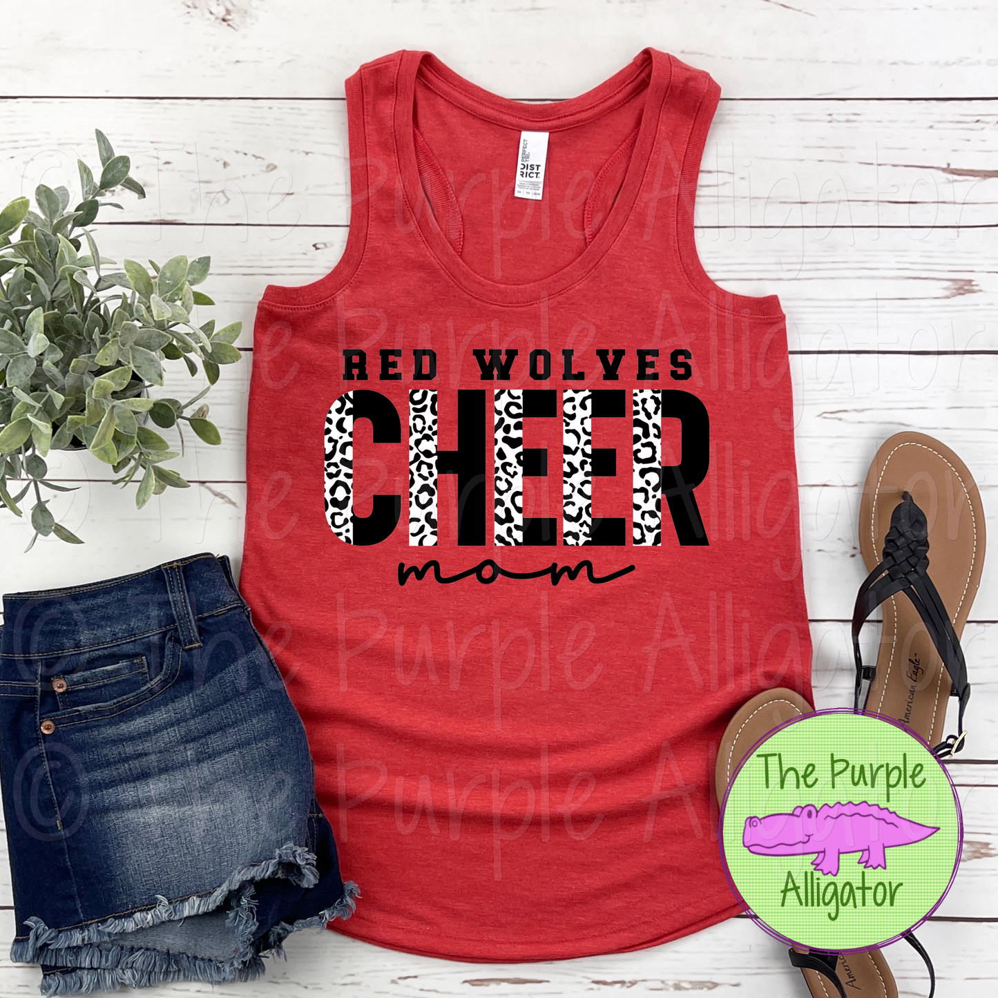 Red Wolves Cheer Mom SC51 Mascot School Spirit - CHOOSE YOUR DESIGN COLORS (d2f TPA)