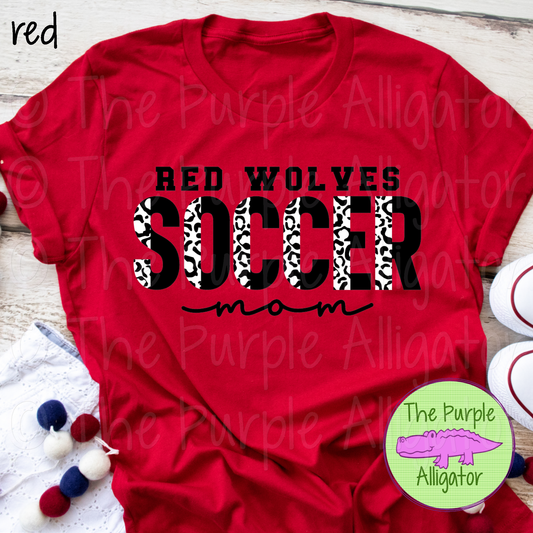 Red Wolves Soccer Mom SC32 Mascot School Spirit - CHOOSE YOUR DESIGN COLORS (d2f TPA)