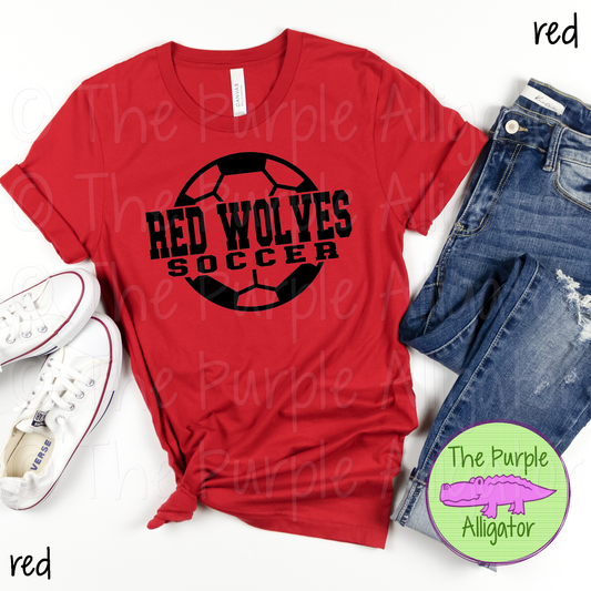 Red Wolves Soccer SC9 Mascot School Spirit - CHOOSE YOUR DESIGN COLOR (d2f TPA)