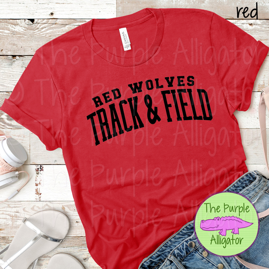 Red Wolves Track & Field SC20 Mascot School Spirit - CHOOSE YOUR DESIGN COLOR (d2f TPA)