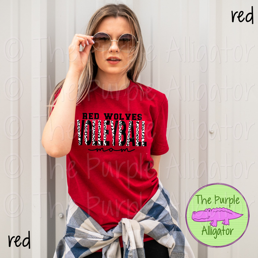 Red Wolves Volleyball Mom SC50 Mascot School Spirit - CHOOSE YOUR DESIGN COLORS (d2f TPA)