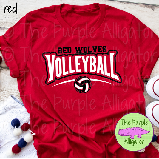 Red Wolves Volleyball SC55 Mascot School Spirit - CHOOSE YOUR DESIGN COLORS (d2f TPA)