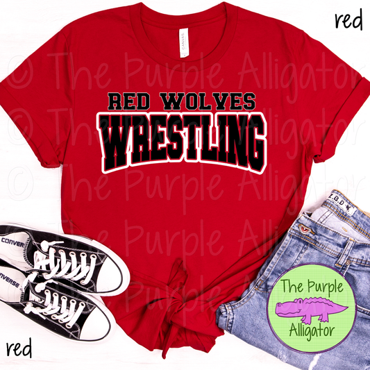 Red Wolves Wrestling SC18 Mascot School Spirit - CHOOSE YOUR DESIGN COLORS (d2f TPA)
