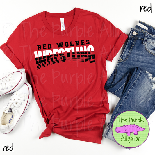Red Wolves Wrestling SC2 Mascot School Spirit - CHOOSE YOUR DESIGN COLORS (d2f TPA)