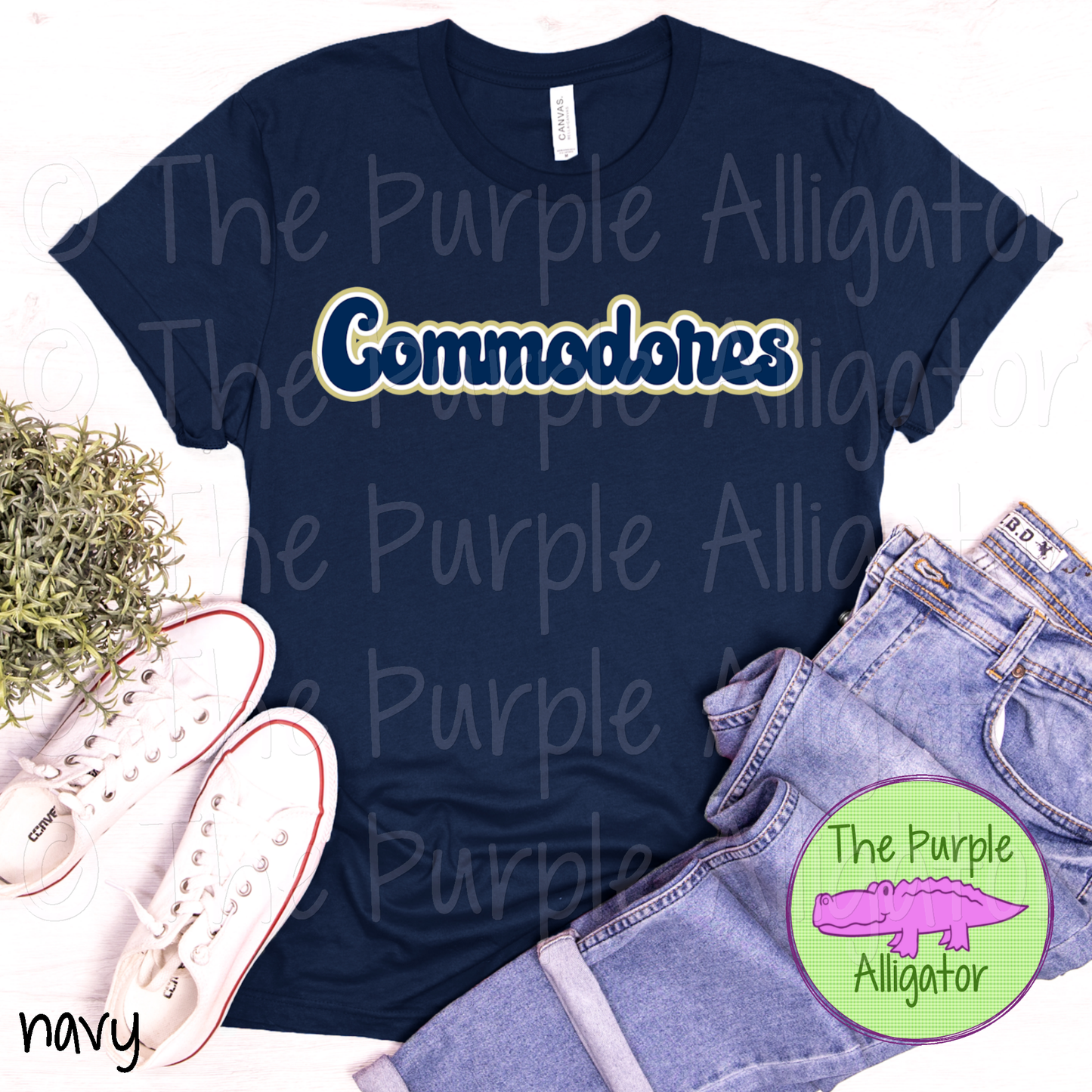 Commodores Retro Bubble Mascot School Spirit - CHOOSE YOUR DESIGN COLORS (d2f TPA)