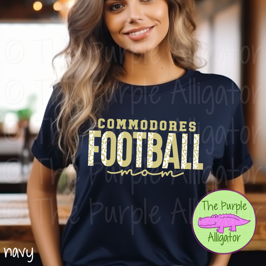 Commodores Football Mom SC51 Mascot School Spirit - CHOOSE YOUR DESIGN COLORS (d2f TPA)