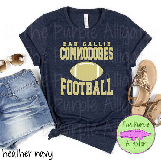 Eau Gallie Commodores Football SC3 Mascot School Spirit - CHOOSE YOUR DESIGN COLOR (d2f TPA)