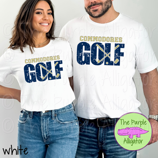 Commodores Golf DISTRESSED SC2 Mascot School Spirit - CHOOSE YOUR DESIGN COLORS (d2f TPA)