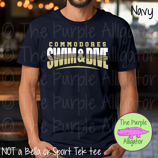 Commodores Swim & Dive SC21 Mascot School Spirit - CHOOSE YOUR DESIGN COLORS (d2f TPA)