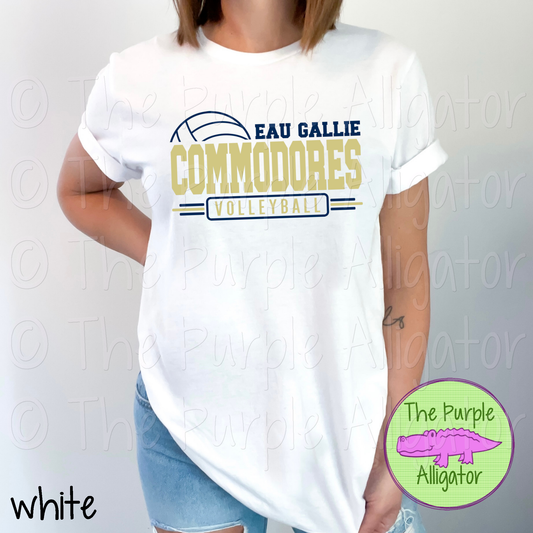 Eau Gallie Commodores Volleyball SC13 Mascot School Spirit - CHOOSE YOUR DESIGN COLORS (d2f TPA)