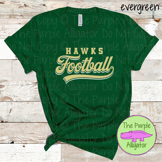 Hawks Football 8 – Classic Script Two-Color Football Team Spirit Wear Apparel 0226 SM