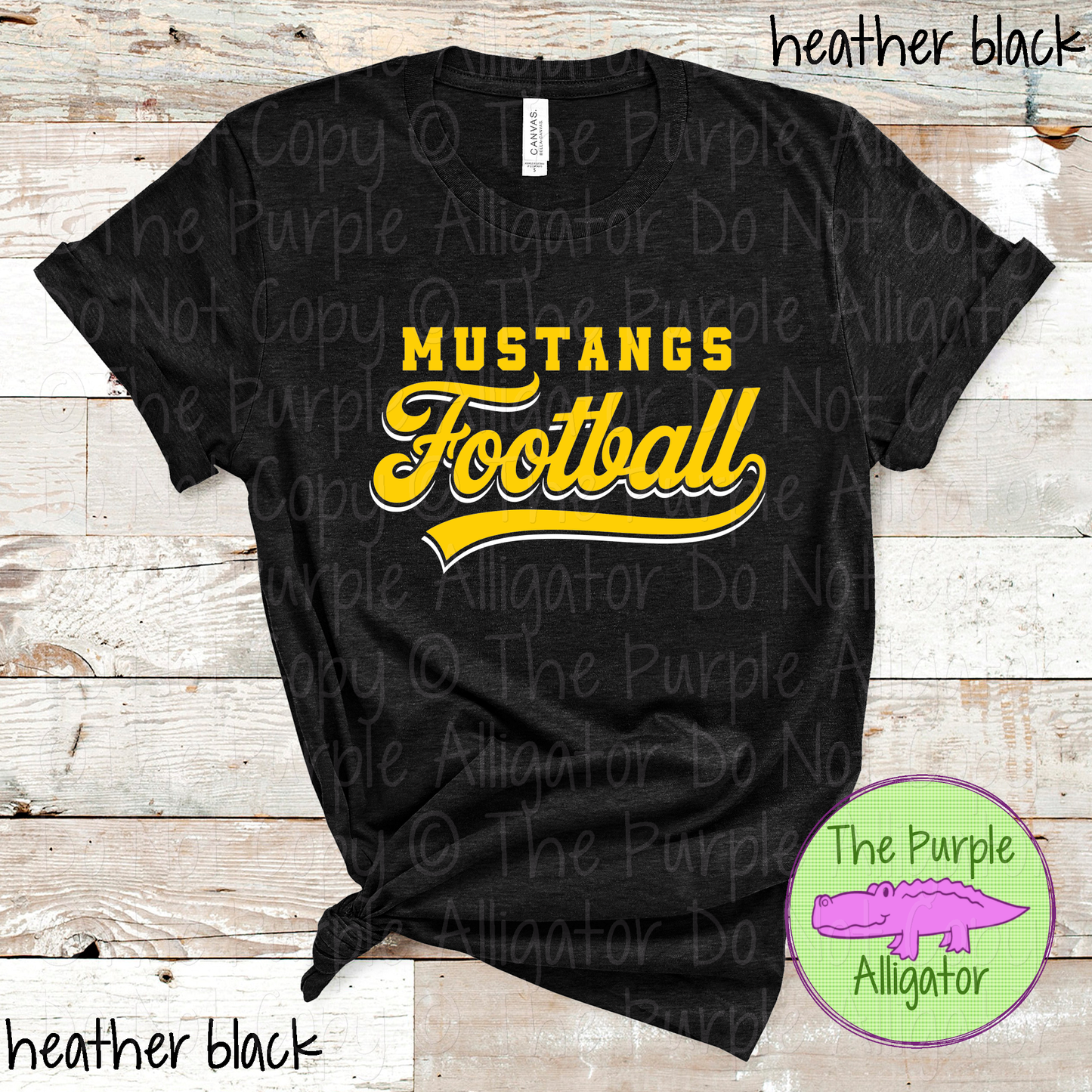 Mustangs Football 8 – Classic Script Two-Color Football Team Spirit Wear Apparel 0226 SM