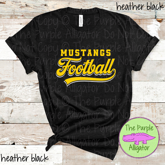 Mustangs Football 8 – Classic Script Two-Color Football Team Spirit Wear Apparel 0226 SM