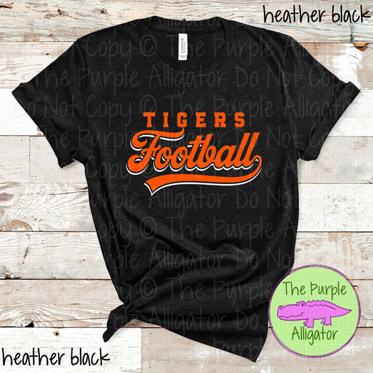 Tigers Football 8 – Classic Script Two-Color Football Team Spirit Wear Apparel 0226 SM