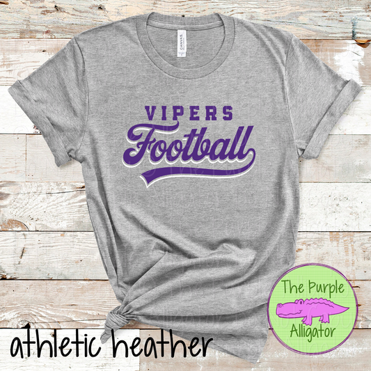 Vipers Football 8 – Classic Script Two-Color Football Team Spirit Wear Apparel 0226 SM