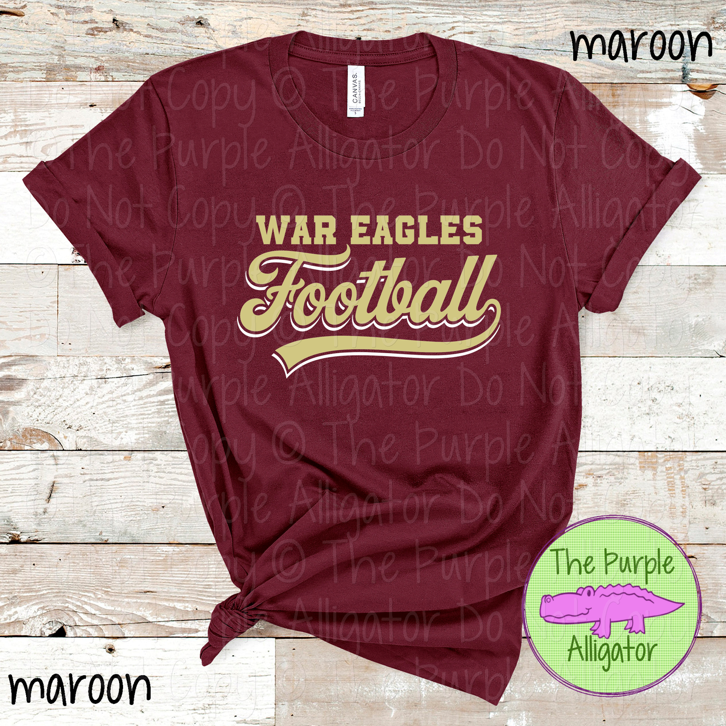 War Eagles Football 8 – Classic Script Two-Color Football Team Spirit Wear Apparel 0226 SM