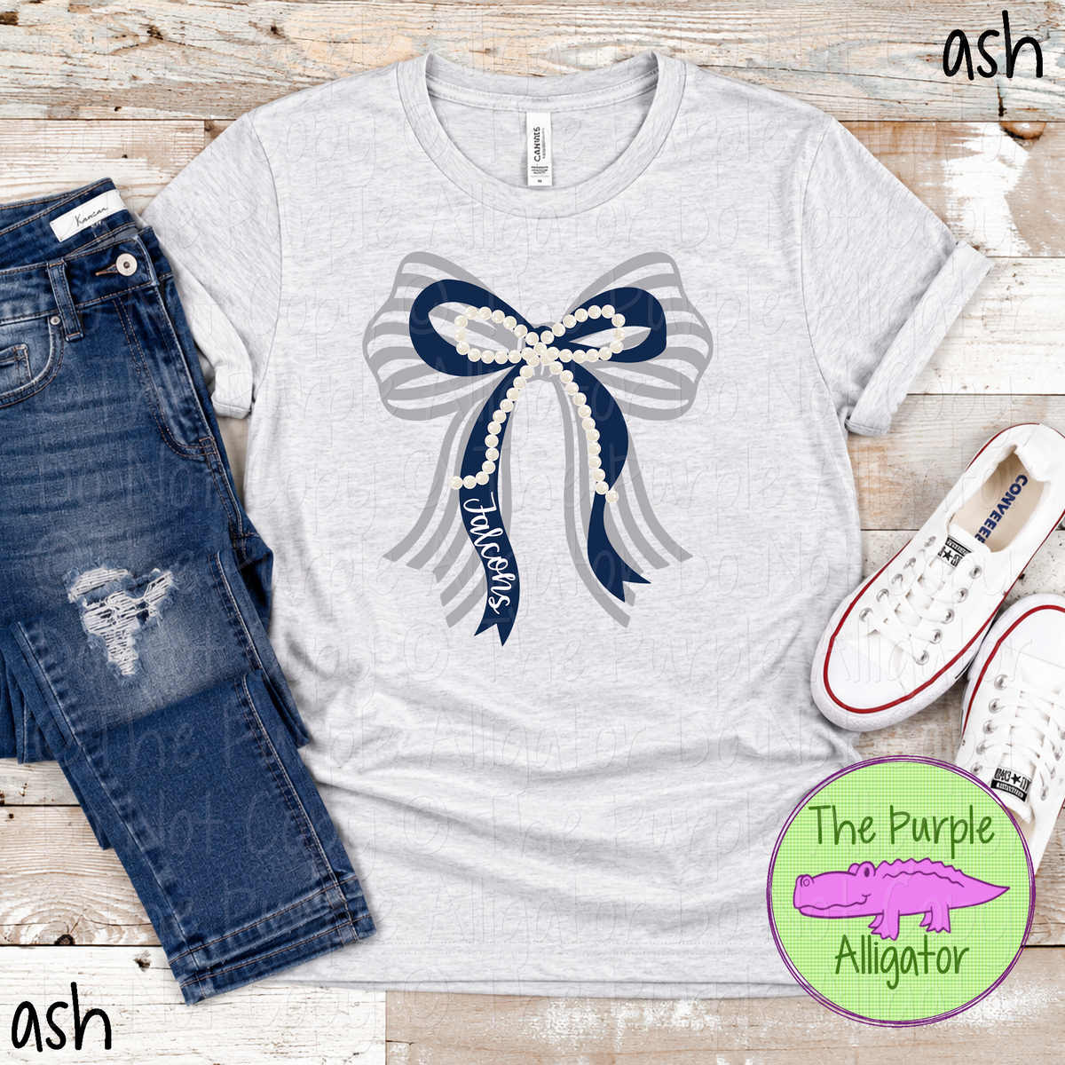 Falcons Stripes & Pearls – Custom Two-Color Mascot Bow Spirit Wear 1026 TPA