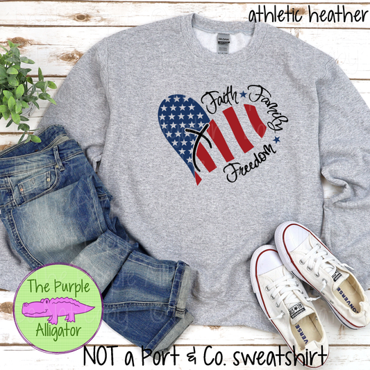 Faith Family Freedom Patriotic Heart Design | USA Heart Flag  0425 (d2f CS)