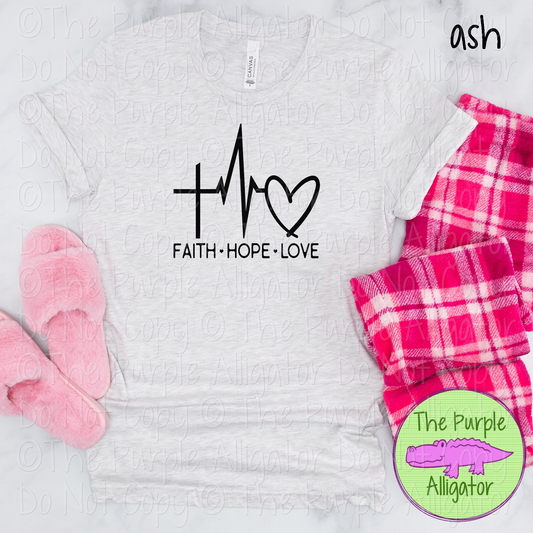Faith Hope Love | Christian Faith Design - Inspirational Faith-Based Apparel for Women, Men & Youth - CHOOSE YOUR DESIGN COLOR (0824 DAC)