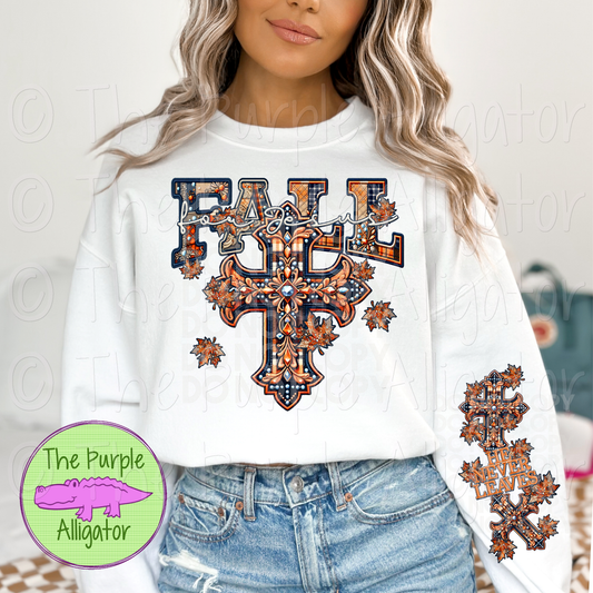 Fall for Jesus Faux Embroidery w Sleeve Design (d2f PHDC)