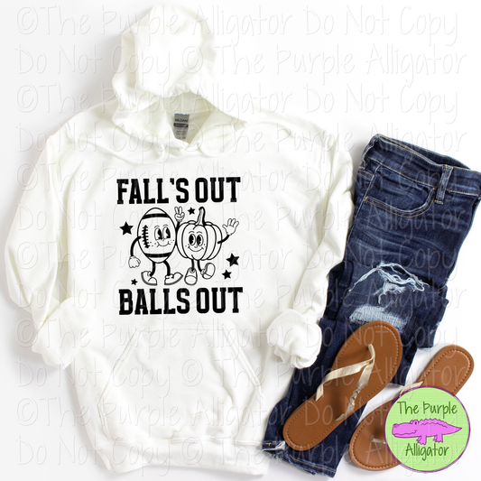 Fall’s Out Balls Out | Funny Football Pumpkin Tee with Retro Fall Vibes 1123 (D2F LC)