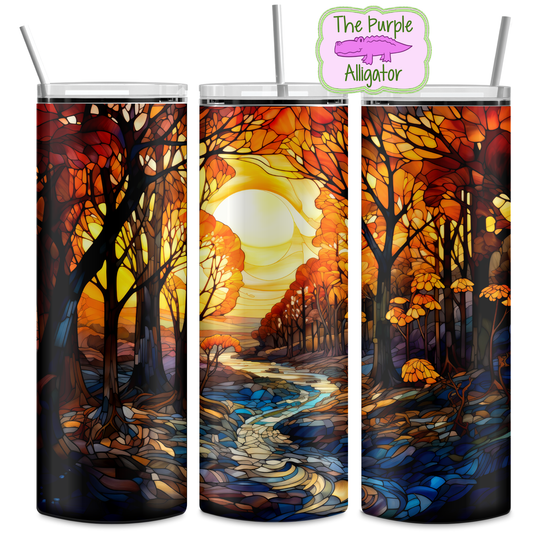 Fall Trees & River Stained Glass (DRD) 20oz Tumbler