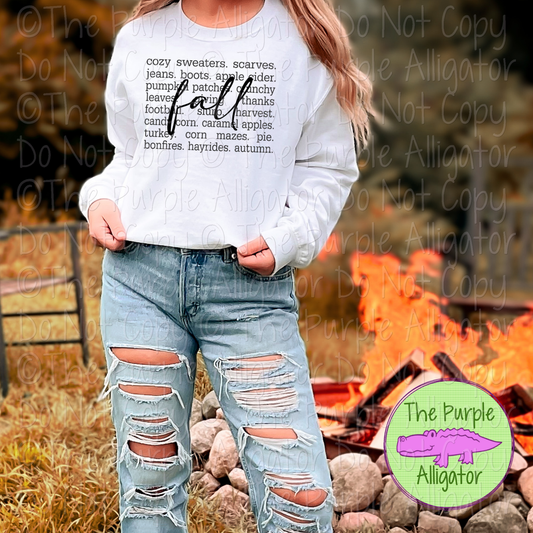 Fall Words – Autumn Quote Word Art Shirt 0725 (d2f A2)