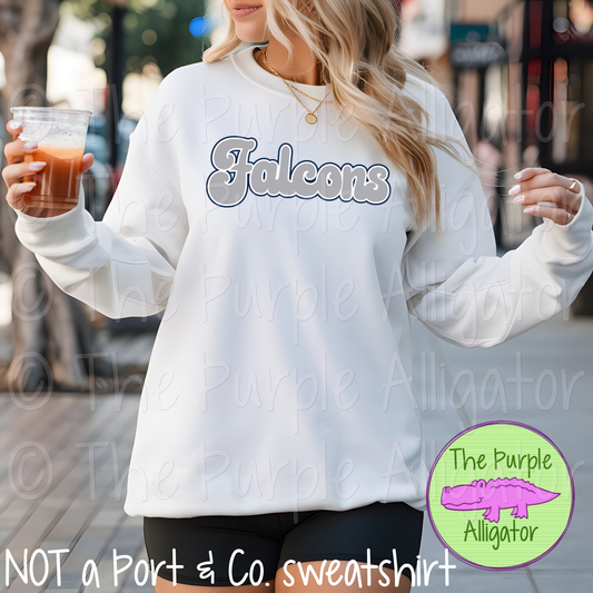 Falcons Retro Bubble | 70s Style Script Spirit Wear Design - CHOOSE YOUR DESIGN COLORS (d2f TPA)