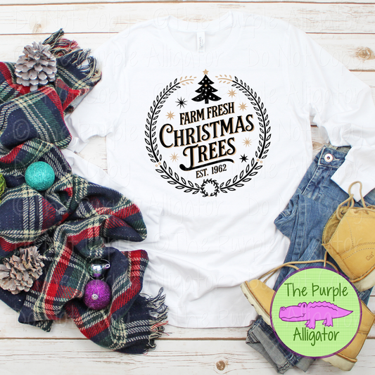 Farm Fresh Christmas Trees Holiday Design | Circular Frame Graphic 1224 (d2f JC)