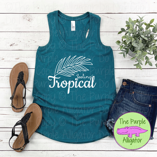 Feeling Tropical – Coastal Palm Leaf Beach Vibes Summer Graphic Apparel 0524 YDS